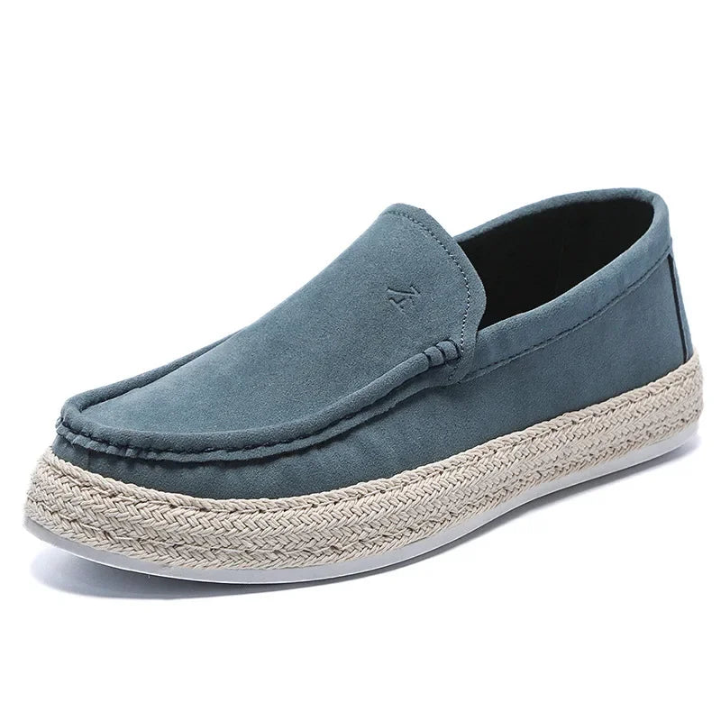 Men Loafers Shoes Summer Shoes Man New Fashion Canvas Footwear Soft Flat Comfy Flock Suede Leather Men Casual Vulcanized Shoe