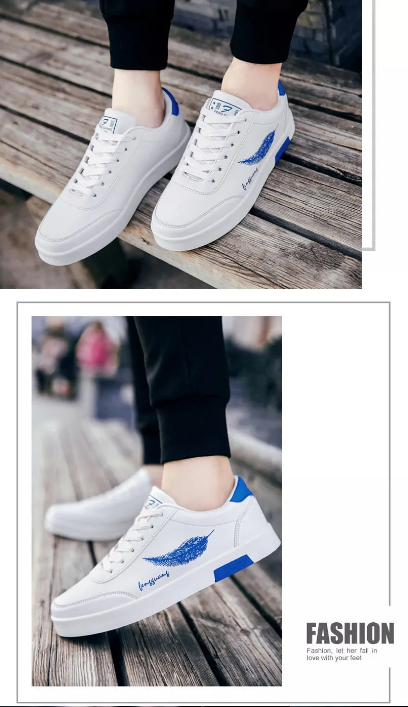 Men's Sneakers Casual Pu Leather Breathable Walking Flat Shoes for Men 2024New Male Tennis Sneaker Soft White Breathable Shoes신발