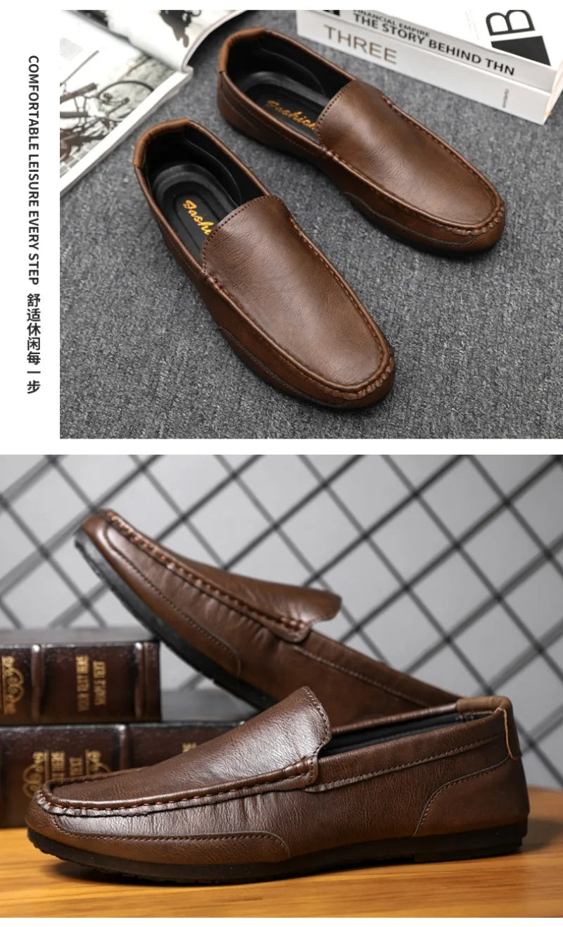 2024British Style Genuine Leather Casual Shoes Business Brand Work Shoes Men Loafers Comfortable Slip on Driving Shoes Moccasins