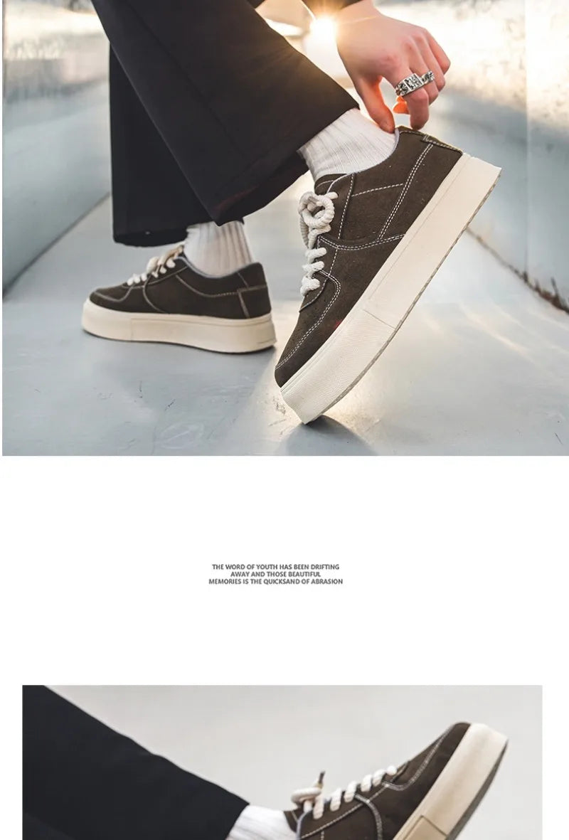 2024 Men Sneakers Fashion Fall New Canvas Shoes Classic Breathable Canvas Casual Shoes Pattern Lace Up Vulcanized Shoes For Men