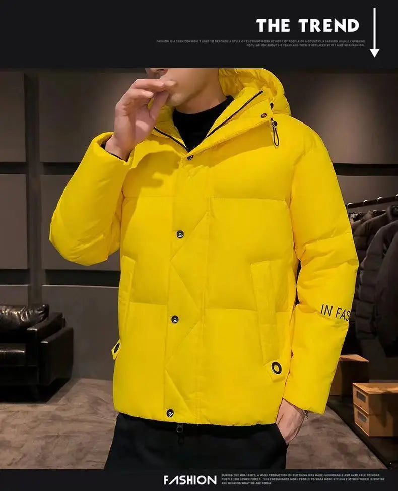 Men Harajuku Colorful Bubble Coat Winter Jacket 2024 Mens Streetwear Hip Hop Parka Korean Yellow Black Clothes Puffer Jackets