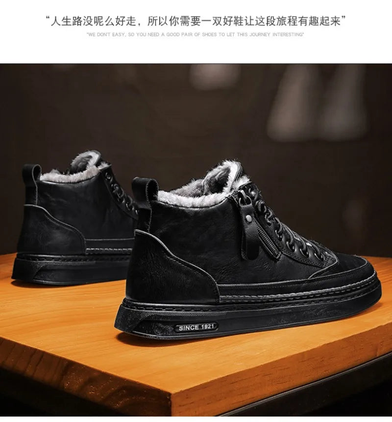 Men Boots Winter High Top Leather Shoes Fashion Male Cotton Shoes  Ankle Boots Men's Outdoor Casual Shoes zapatillas de hombre