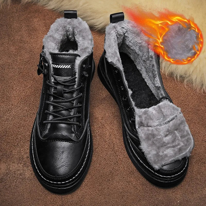 Men Boots Winter High Top Leather Shoes Fashion Male Cotton Shoes  Ankle Boots Men's Outdoor Casual Shoes zapatillas de hombre