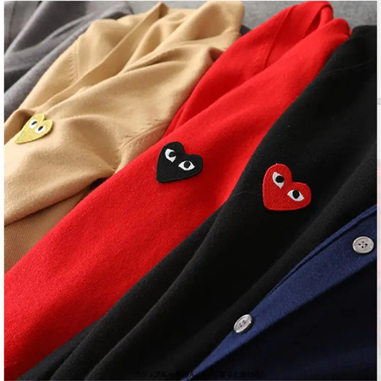 Love wool knitted sweater women's cardigan long sleeved men's couple parent-child outfit Chuan Jiu same style Baoling jacket aut