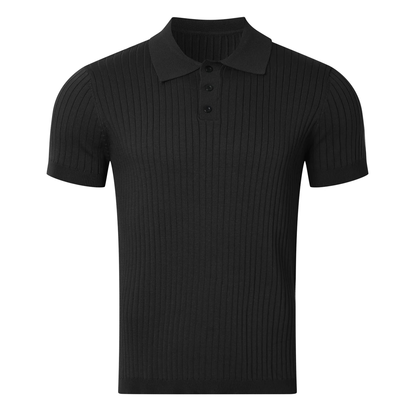 Summer Men's Clothing Retro Knit Lapel Striped Polo Shirt Solid Color Short Sleeve Fashion Light Luxury Popular Knitwear M-3XL