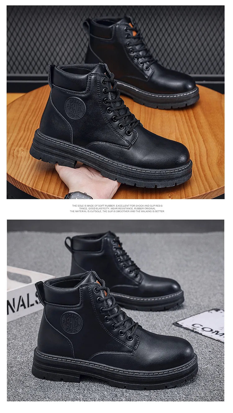 2024 Autumn New Men's Luxury Boots Comfortable Breathable Waterproof Men's Shoes Fashionable Men's Work Boots Motorcycle Boots