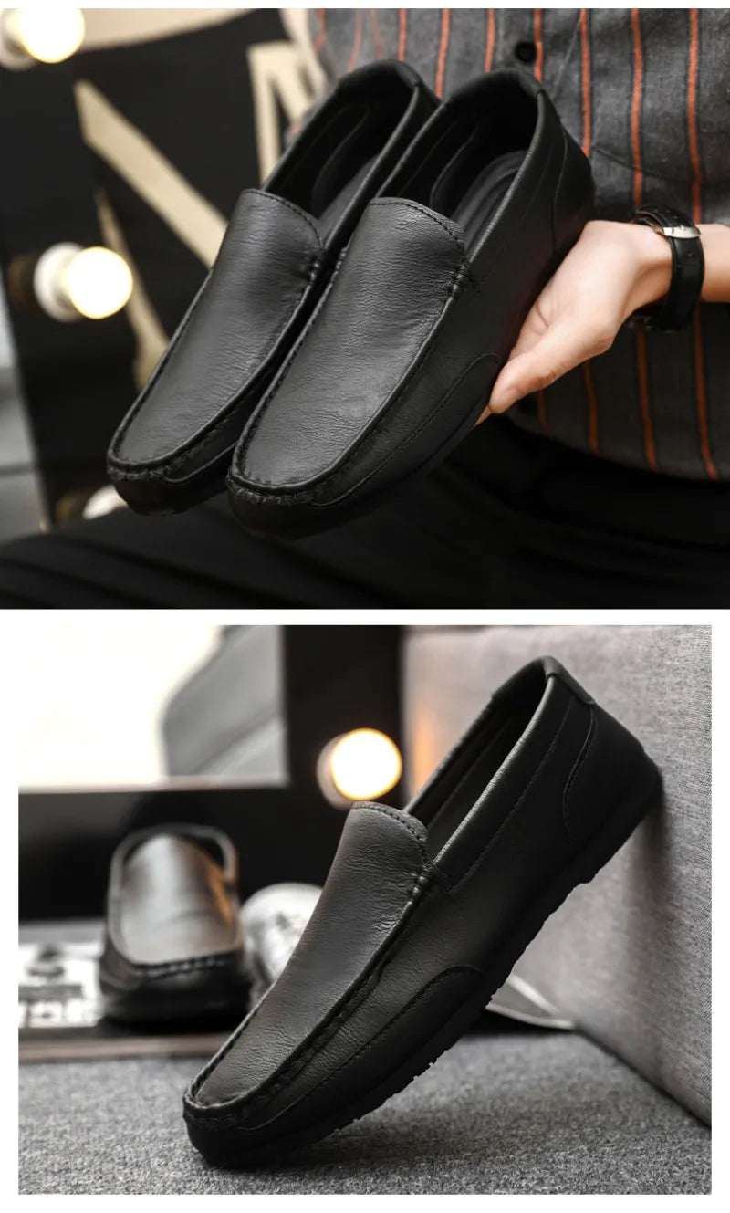 2024British Style Genuine Leather Casual Shoes Business Brand Work Shoes Men Loafers Comfortable Slip on Driving Shoes Moccasins