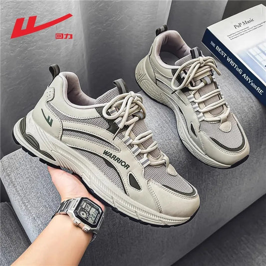 Warrior men's shoes summer mesh breathable sports shoes men's running shoes men's casual all-match dad shoes men's