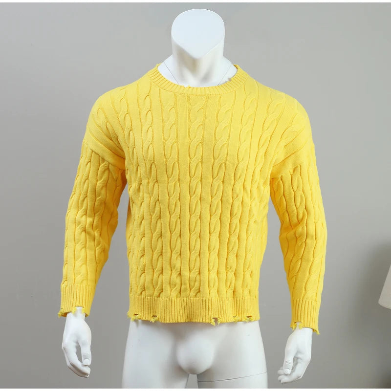 Fashion Solid Fleece Turtleneck Sweater For Male Casual Loose Long Sleeve Knitted Pullover 2024 Autumn Thicken Warm Men's Jumper