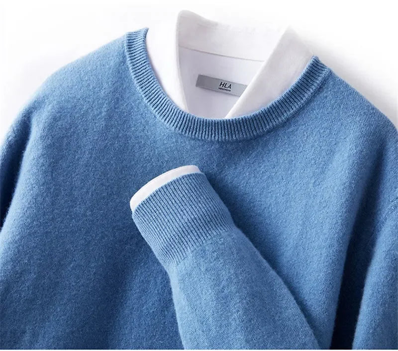 Cashmere Sweater O-neck Pullovers Men's Loose Oversized M-5XL Knitted Bottom Shirt Autumn Winter New Korean Casual Men's Top