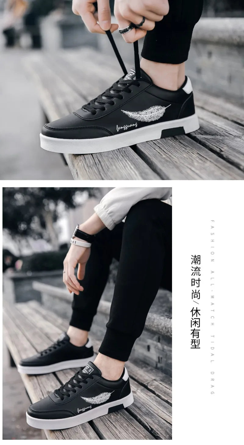 Men's Sneakers Casual Pu Leather Breathable Walking Flat Shoes for Men 2024New Male Tennis Sneaker Soft White Breathable Shoes신발