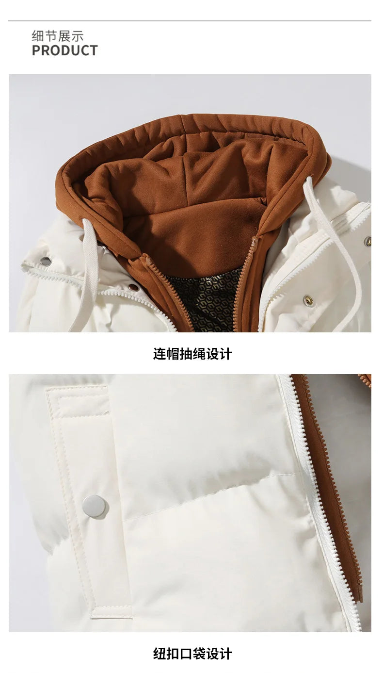 Autumn and winter down cotton vest for men and women, versatile, loose, trendy brand, fake two-piece vest, cotton jacket