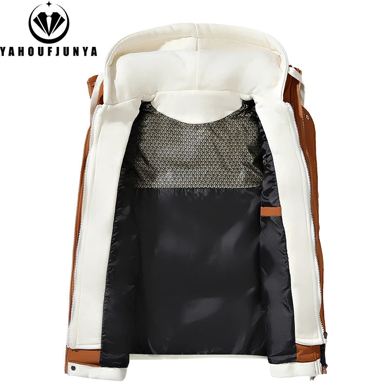 Hots Autumn Winter Men Outdoor Windproof Thick Warm Vest Men Hooded Sleeveless Waistcoat Casual Fashion Zipper Brand Vest Male