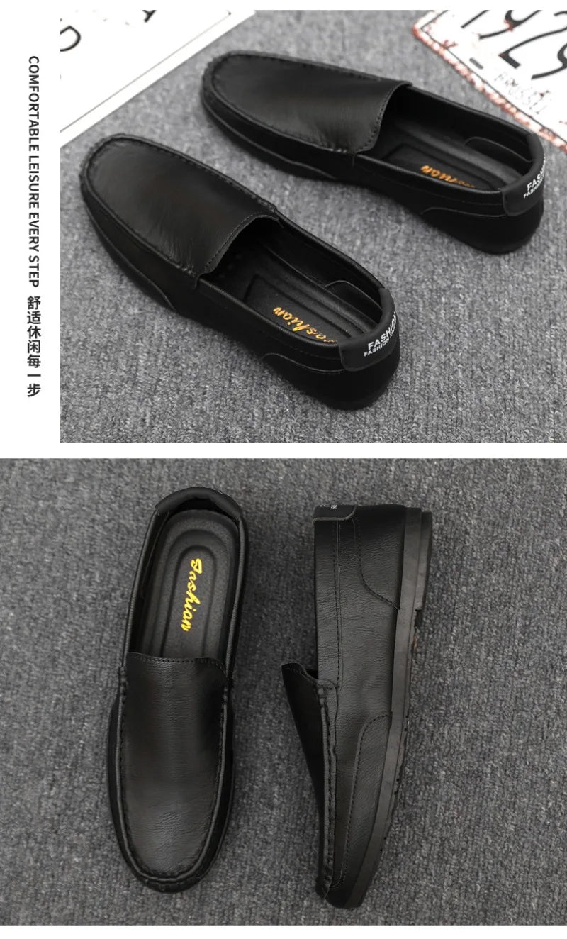 2024British Style Genuine Leather Casual Shoes Business Brand Work Shoes Men Loafers Comfortable Slip on Driving Shoes Moccasins