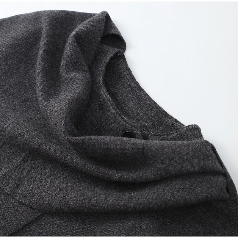 2024 New Fashion Scarf Collar Woolen Jackets For Women Elegant Long Sleeved Side Split Casual Coats Female Chic Autumn Overcoats