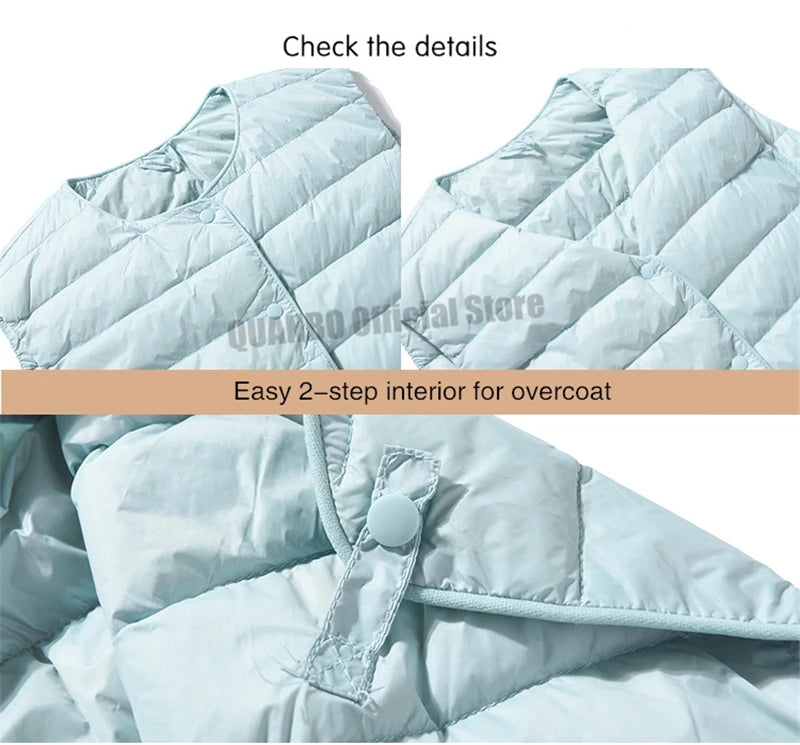 2023 New Women Sleeveless Puffer Jacket Spring Winter Female 90% White Duck Down Ultra Lightweight Packable Warm Down Liner Vest