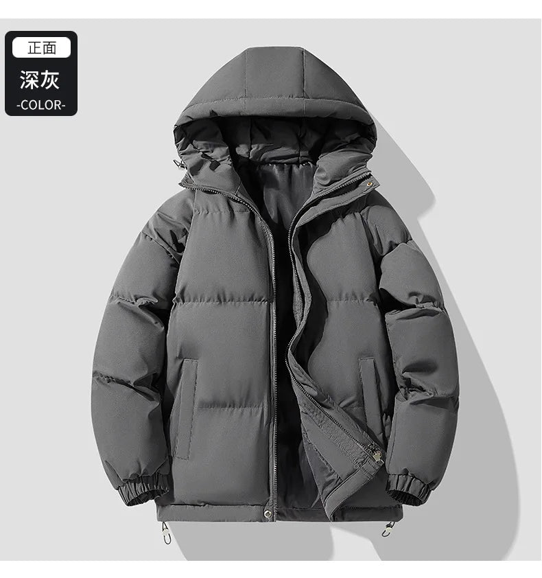 Autumn Winter New Men's Hooded Parkas Solid Warm Couple Jacket Outdoor Casual Outwear Coats Men Cotton Padded Sports Jackets