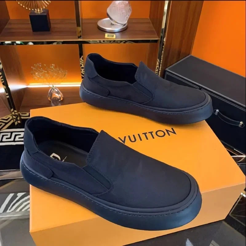 2024 Canvas Shoes for Men Black Loafers Men Casual Shoes Comfortable Walking Flat Men's Shoes Non-Slip Soft Moccasins Footwear