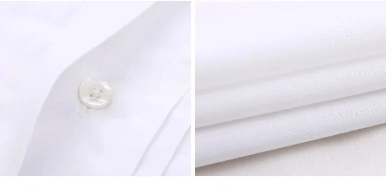 Men's Classic French Cuffs Social Dress Shirt Formal Business Standard-fit Long Sleeve Wedding Party Office Work White Shirts