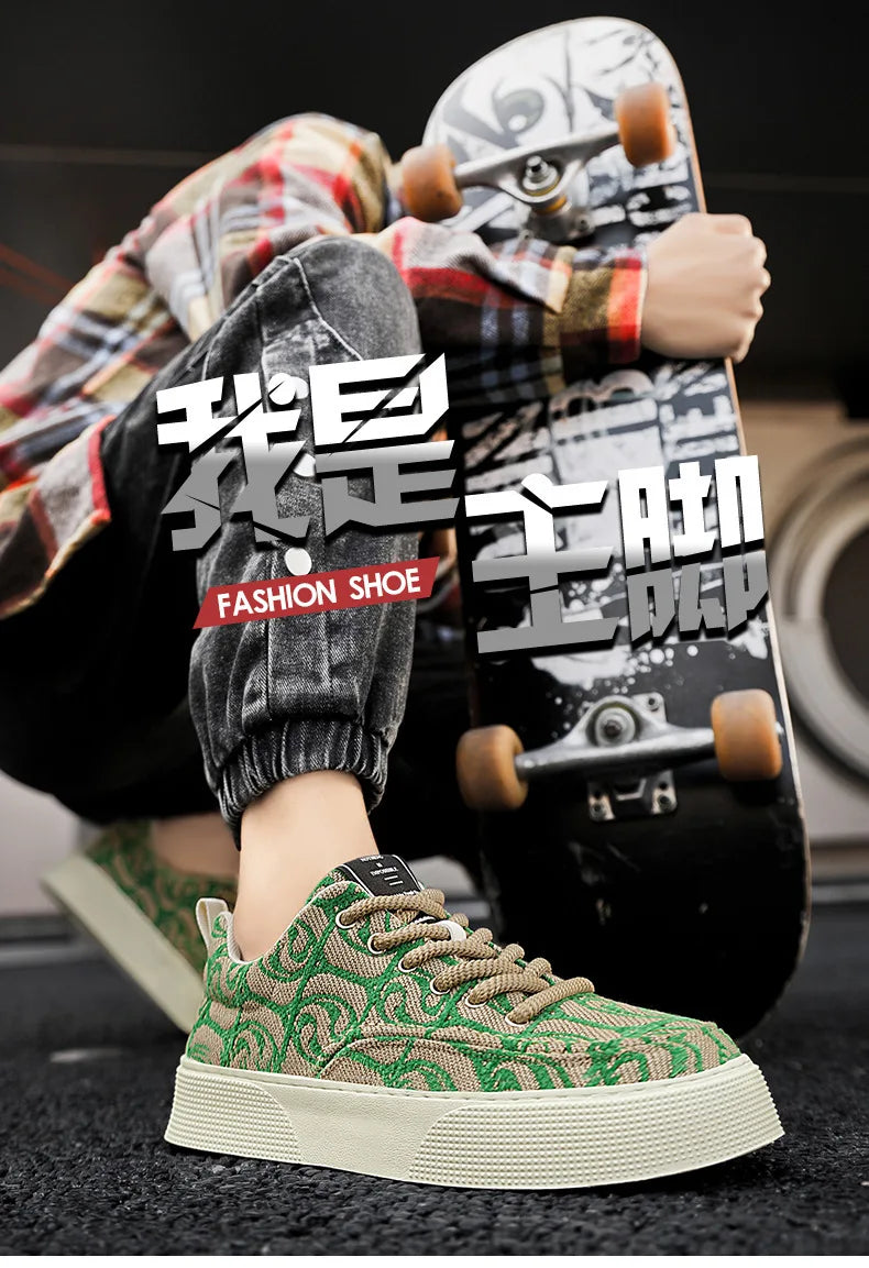 Designer Men Shoes New Prints Male Sneakers Canvas Shoes for Men Trendy Street Skateboard Shoes Spring Autumn Lace Male Footwear