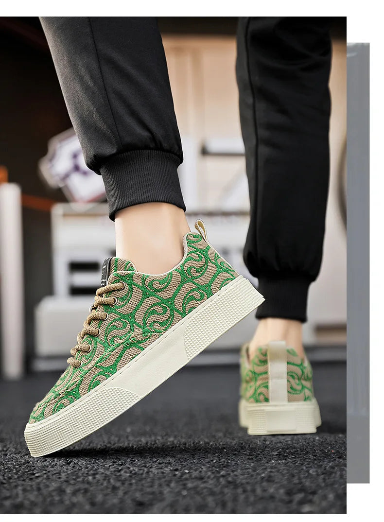 Designer Men Shoes New Prints Male Sneakers Canvas Shoes for Men Trendy Street Skateboard Shoes Spring Autumn Lace Male Footwear