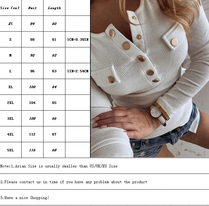 Popular fashion high-quality women's fall new women's long-sleeved casual button t-shirt large size thin solid color blouse