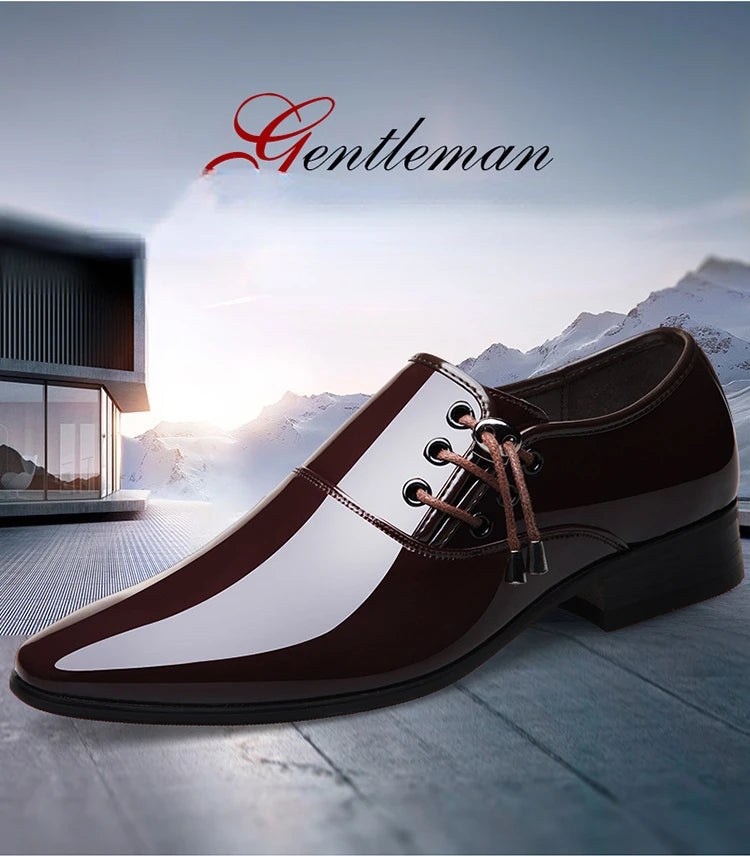 Classic Patent Leather Shoes for Men Business Men's Dress Shoes Fashion Elegant Oxfords Shoes Men's Wedding Party Shoe 2024 New