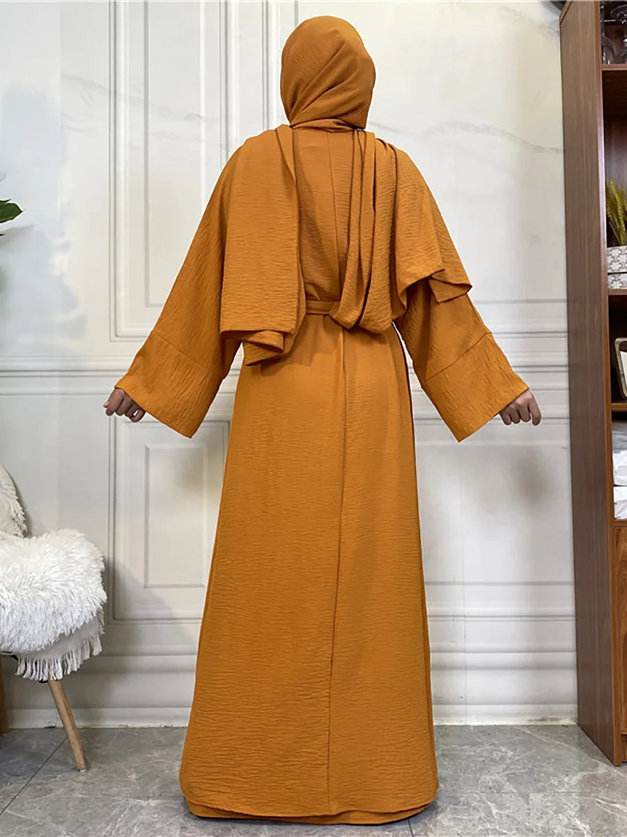 Modest Abayas For Women Muslim Sets Turkey Kaftan Islam Clothing Ramadan Ensembles Musulmans Caftan Marocain Femme Hijab Robe