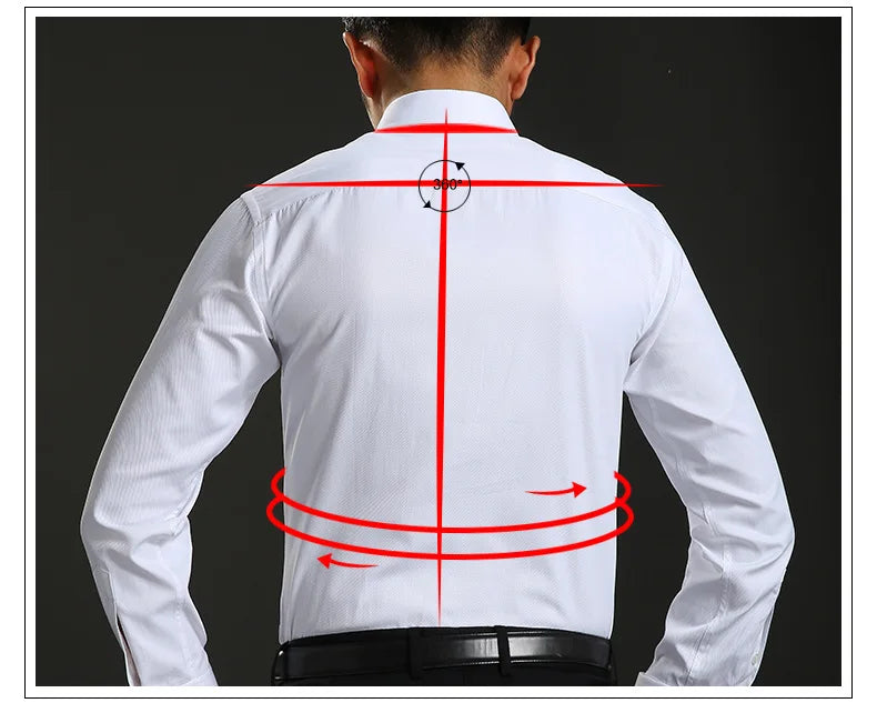 Men's Classic French Cuffs Social Dress Shirt Formal Business Standard-fit Long Sleeve Wedding Party Office Work White Shirts