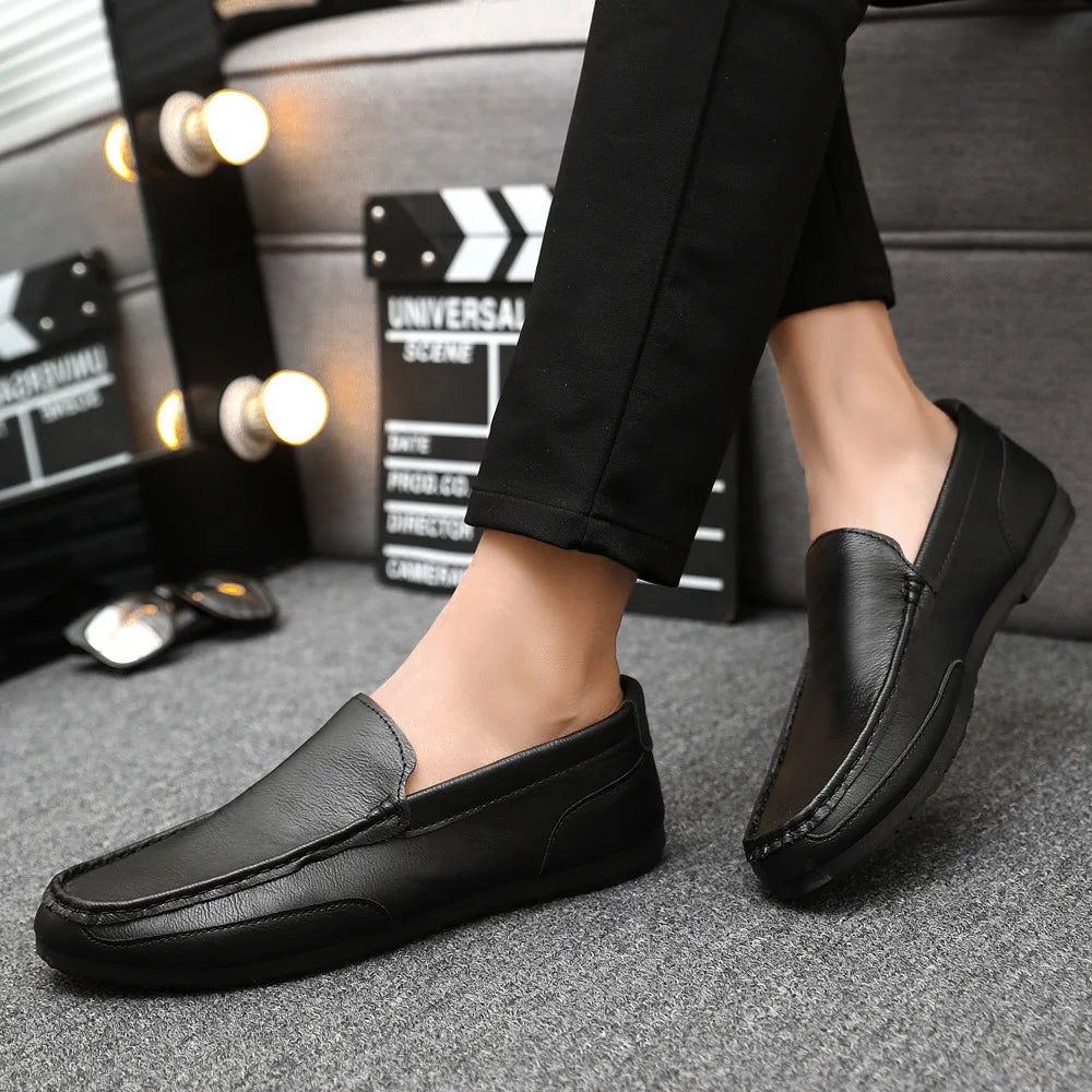 2024British Style Genuine Leather Casual Shoes Business Brand Work Shoes Men Loafers Comfortable Slip on Driving Shoes Moccasins