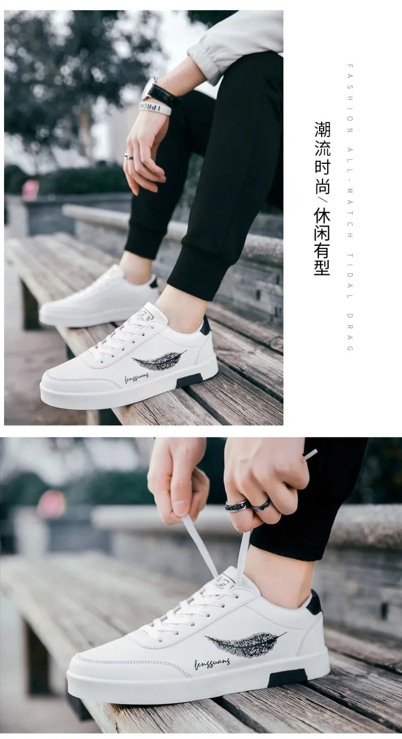 Men's Sneakers Casual Pu Leather Breathable Walking Flat Shoes for Men 2024New Male Tennis Sneaker Soft White Breathable Shoes신발