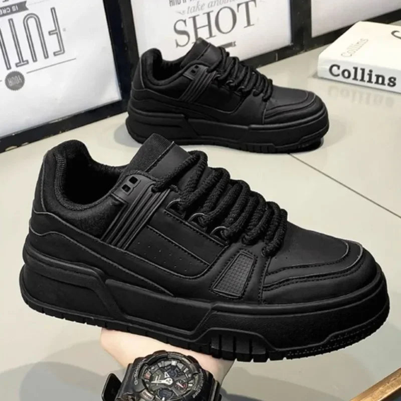 Men's Sneakers Fashion Platform Casual Shoe Skateboard Shoes for Men Lace Up Sports Shoes White Black