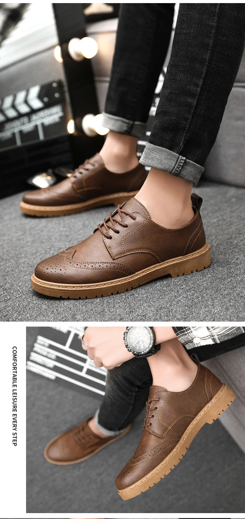 2024 New Men Oxford Shoes Luxury High Quality Brogue Dress Shoes for Men Classic Business Leather Shoes Fashion Men Casual Shoe