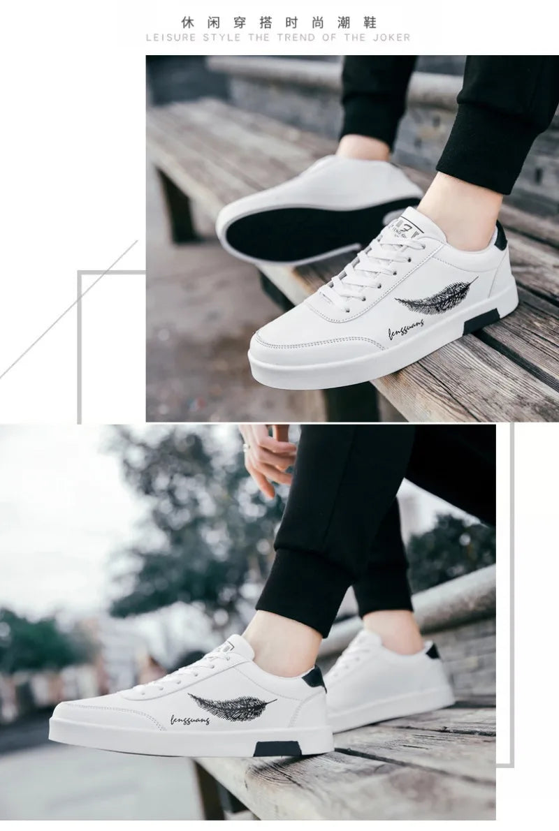 Men's Sneakers Casual Pu Leather Breathable Walking Flat Shoes for Men 2024New Male Tennis Sneaker Soft White Breathable Shoes신발