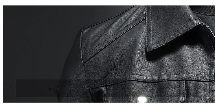 Men's lapel leather jacket autumn oversized slim motorcycle riding suit winter thickened PU leather waterproof work clothes