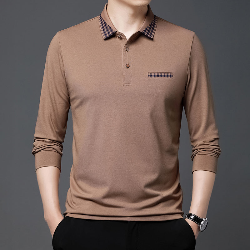 New Long Sleeve Men's Polo Shirts Cotton Solid Color Casual Polo Shirts for Men New Sping Autumn Basic Polos Men