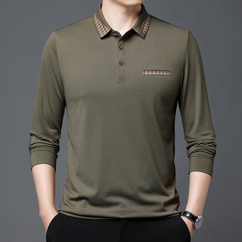 New Long Sleeve Men's Polo Shirts Cotton Solid Color Casual Polo Shirts for Men New Sping Autumn Basic Polos Men